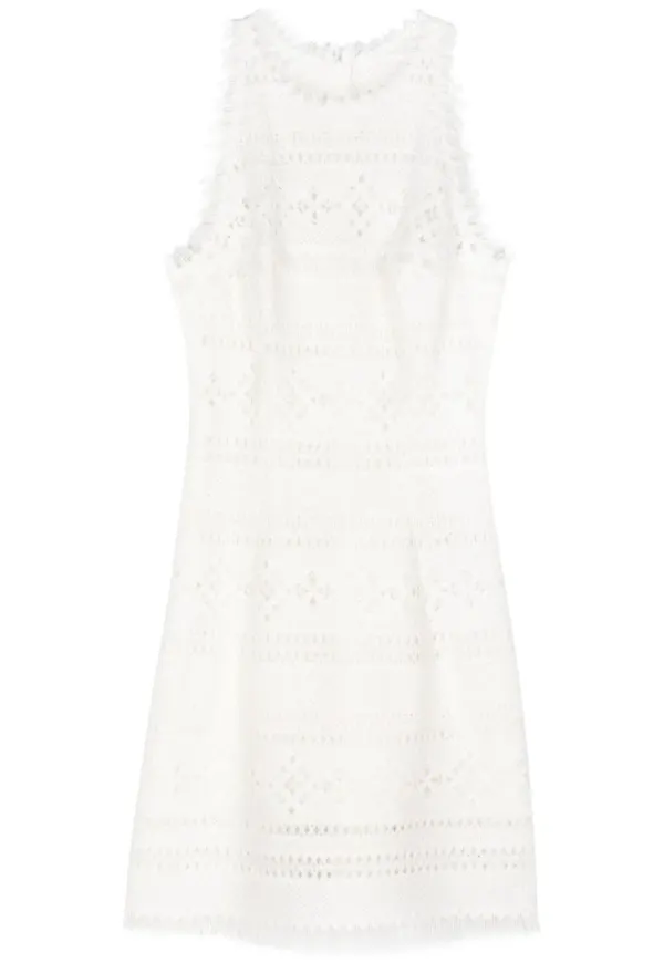 Ermanno Scervino stickad miniklänning med fransar - Vit – Farfetch