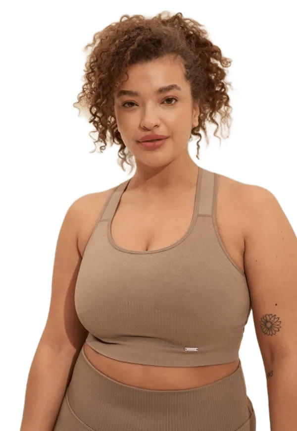 Espresso High Support Ribbed Bra