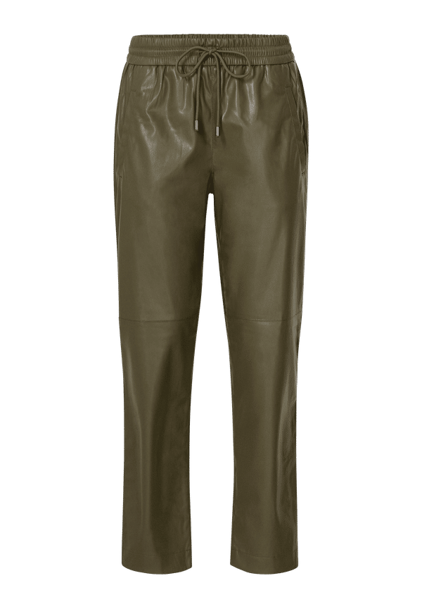 Esprit - Byxor Soft PU jogger - Grön
