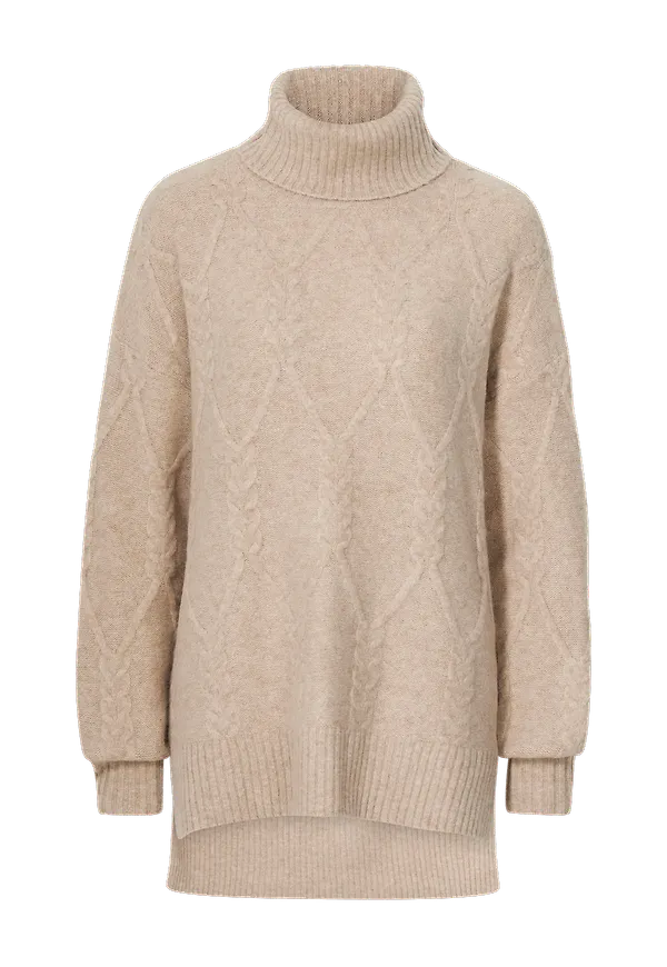 Esprit - Polotröja cable rolln sweater - Beige