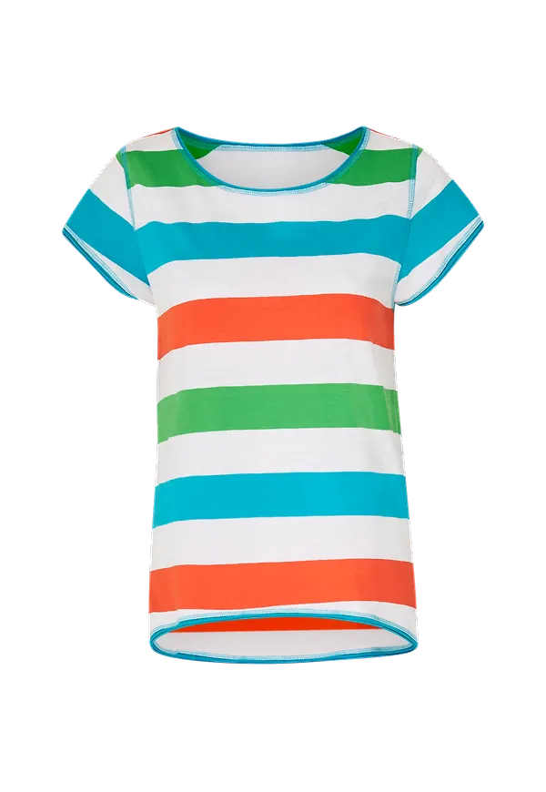 Esprit - T-shirt Slub Stripe - Vit - 36