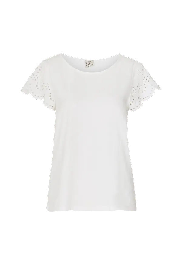 Esprit - Topp RCS Broderie T-shirt - Vit