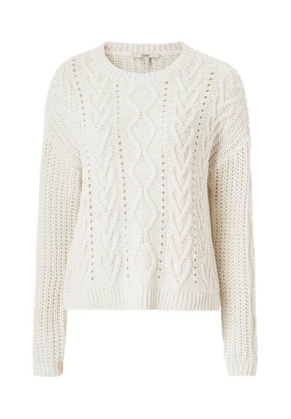 Esprit - Tröja Cable Sweater - Vit