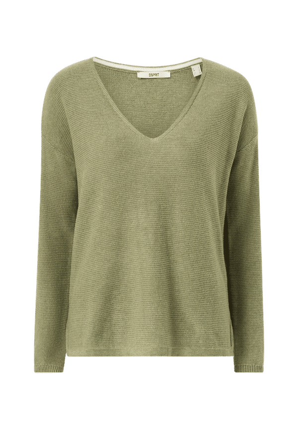 Esprit - Tröja Struct Sweater - Grön - 38
