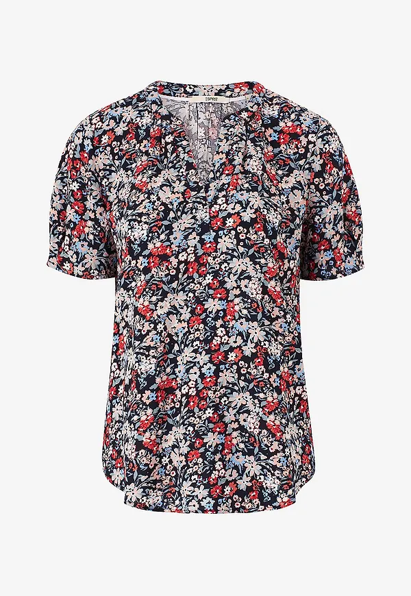 Esprit - Blus Blouse Aop - Blå