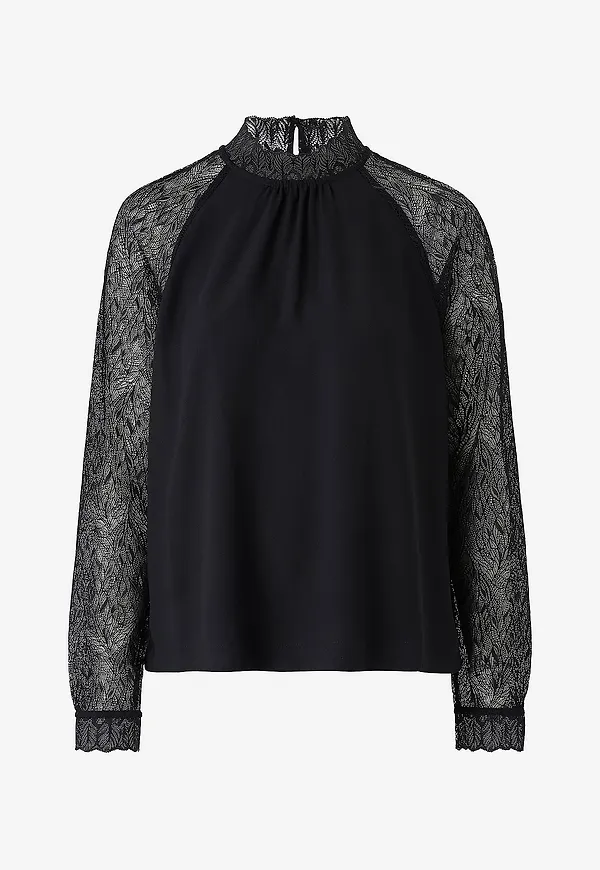Esprit - Blus Lace Sleeve Bls - Svart