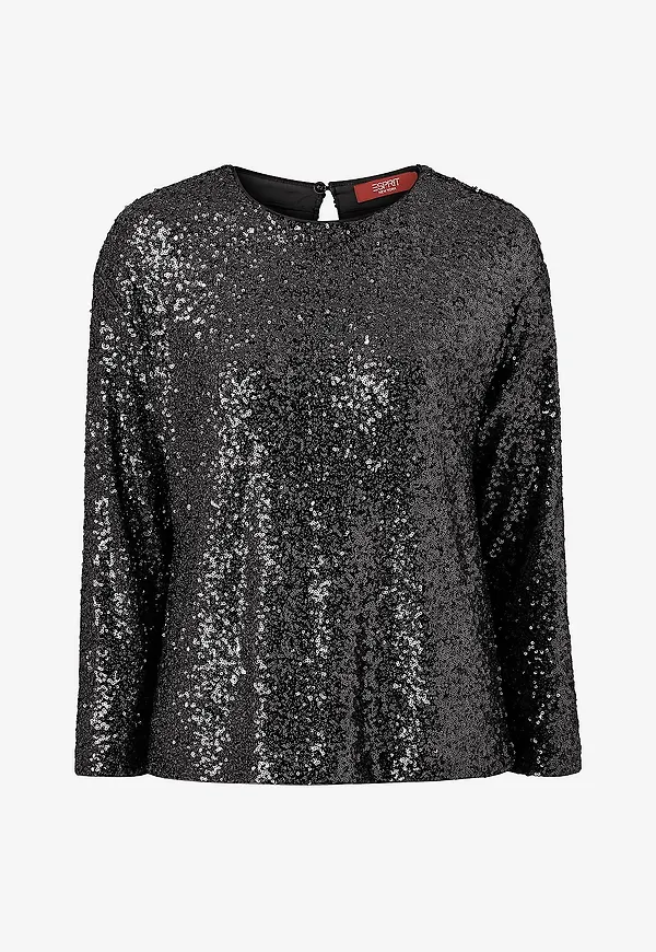 Esprit - Paljettopp Sequins sw - Svart
