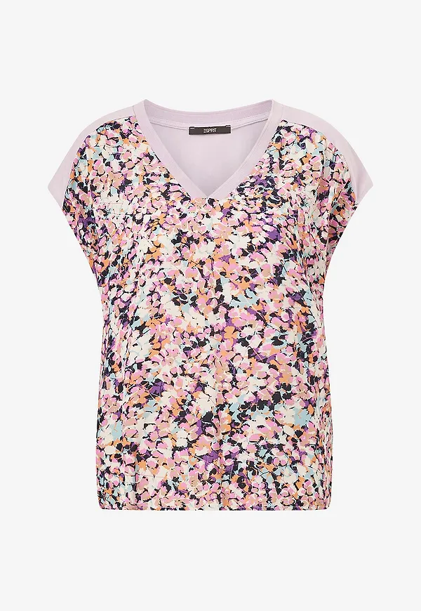 Esprit - Topp CVE AOP fabmix - Rosa