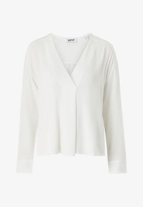 Esprit - Blus Ski V-Neck Blouse - Vit