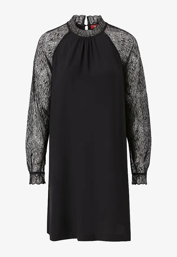 Esprit - Klänning Lace Sleeve Dress - Svart