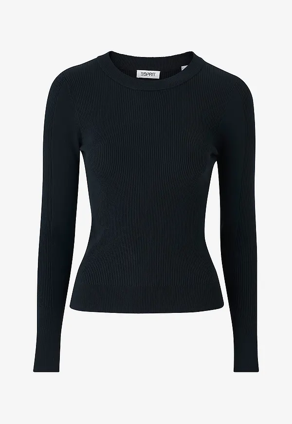 Esprit - Tröja Rib Mix Sweater - Svart