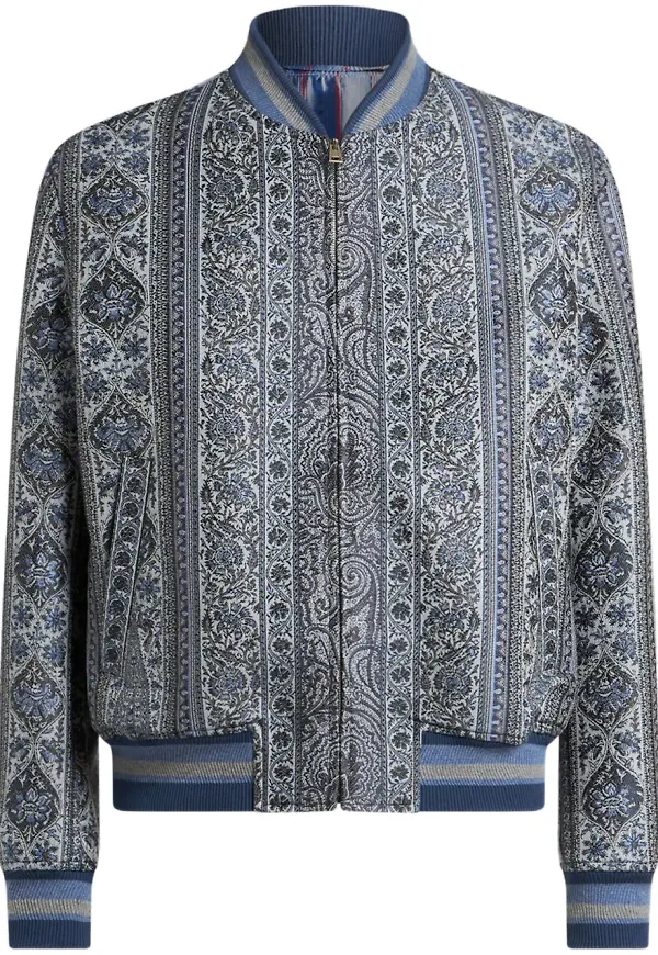 ETRO bomberjacka i blommig jacquard - Blå