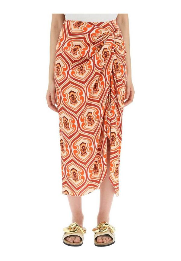 Etro graphic printed sorong skirt Orange, Dam