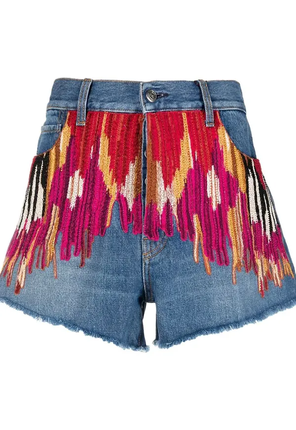 ETRO jeansshorts med brodyr - Blå