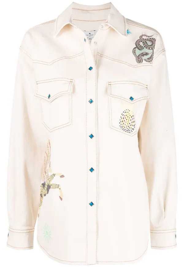 ETRO jeansskjorta med tryck - Neutral