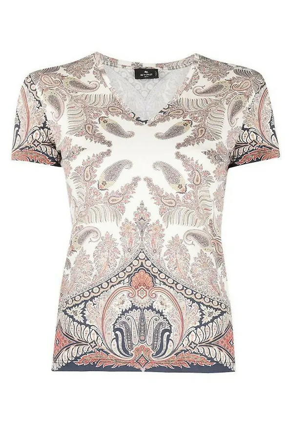 Etro Paisley T-Shirt Beige, Dam