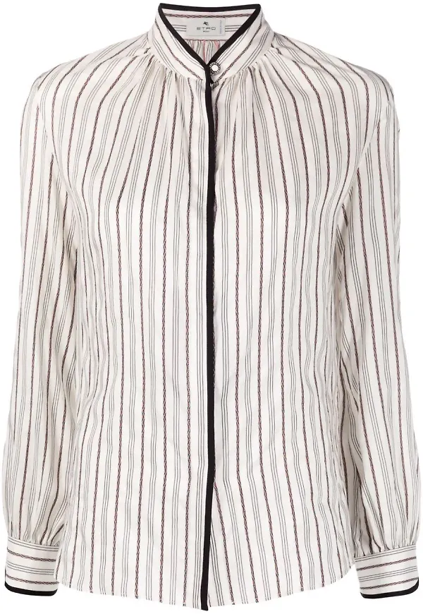 ETRO randig sidenblus - Vit