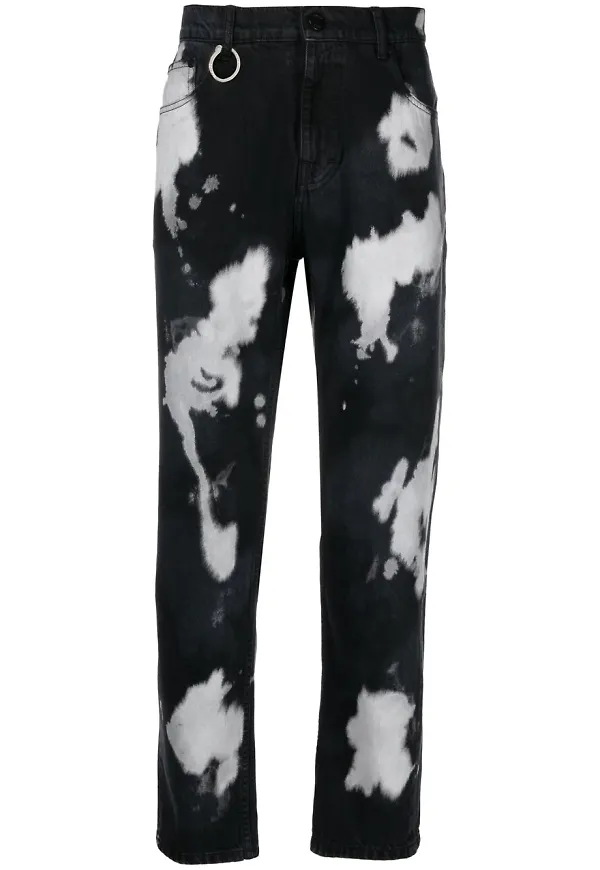 Etudes blekta straight-jeans - Svart