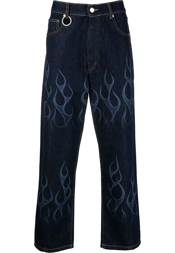 Etudes straight-jeans med tryck - Blå