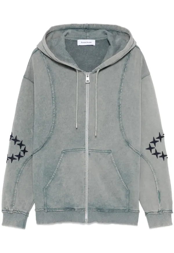 Études Studio hoodie med osydd fåll - Blå
