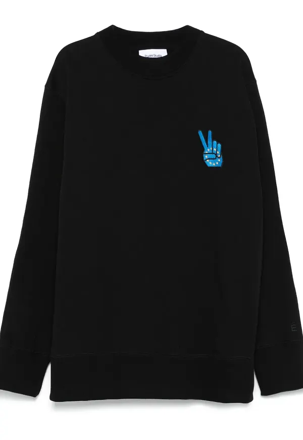 Études Studio sweatshirt med broderad fredstecken - Svart