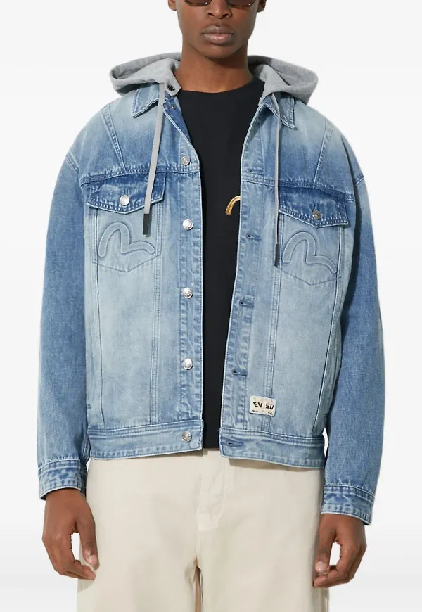 EVISU jeansjacka med huva - Blå