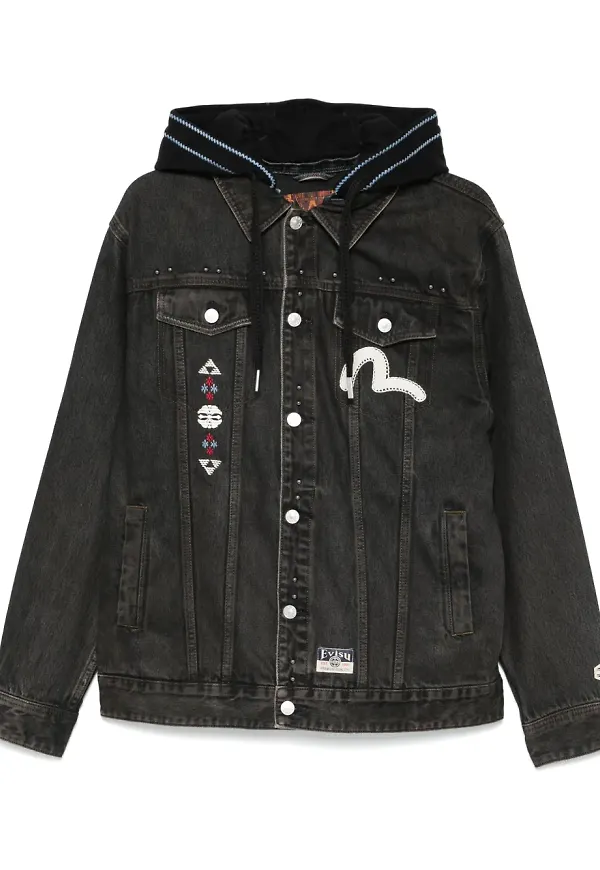 EVISU jeansjacka med lappdesign - Svart
