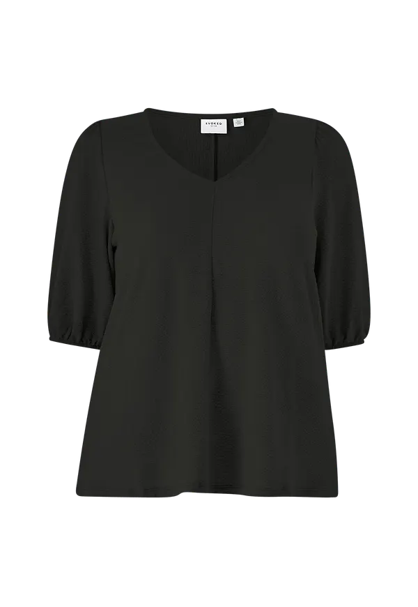 Evoked Vila - Blus viDianan V-neck 2/4 Top Curve - Svart