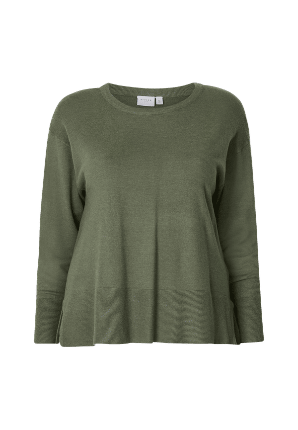 Evoked Vila - Topp viComfy L/S Slit Knit Top - Grå