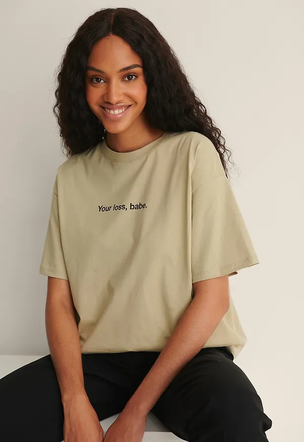 NA-KD Trend Ekologisk ekologisk T-shirt med tryck - Green