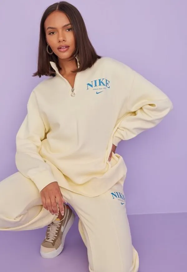Nike W Nsw Essntl Flc Qz Gfx Sweatshirts Coconut
