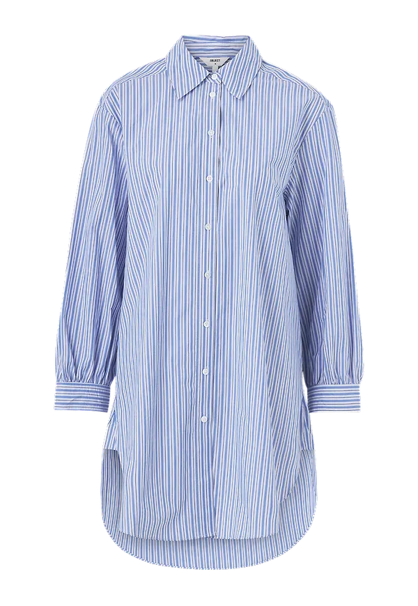 Object - Långskjorta objAlmas L/S Long Shirt - Blå