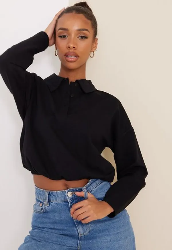 Only Onlanna L/S Polo Swt Långärmade toppar Black