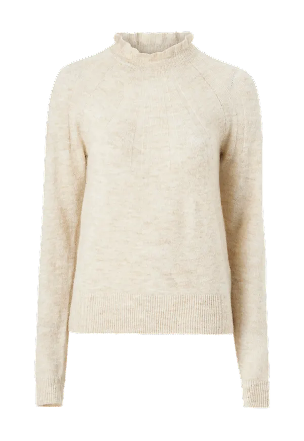 Vila - Tröja viDua Crew Neck L/S Knit Top - Beige