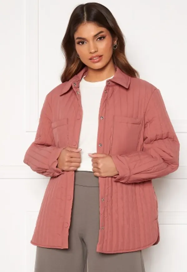 Pieces Gretzel Quilted Overshirt Canyon Rose XL