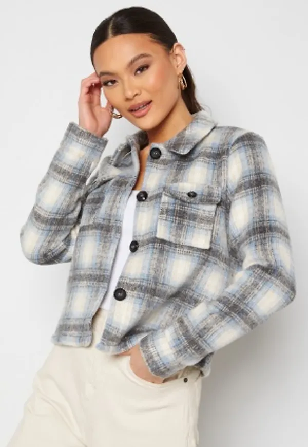 ONLY Lou Short Check Jacket Pumic Stone S