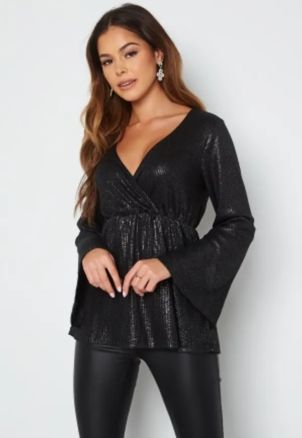 Happy Holly Romy glitter wrap top Black / Silver 36/38