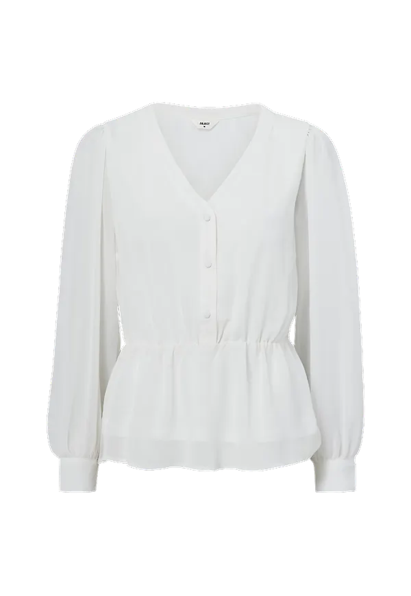 Object - Blus objMila L/S V-neck Top - Vit