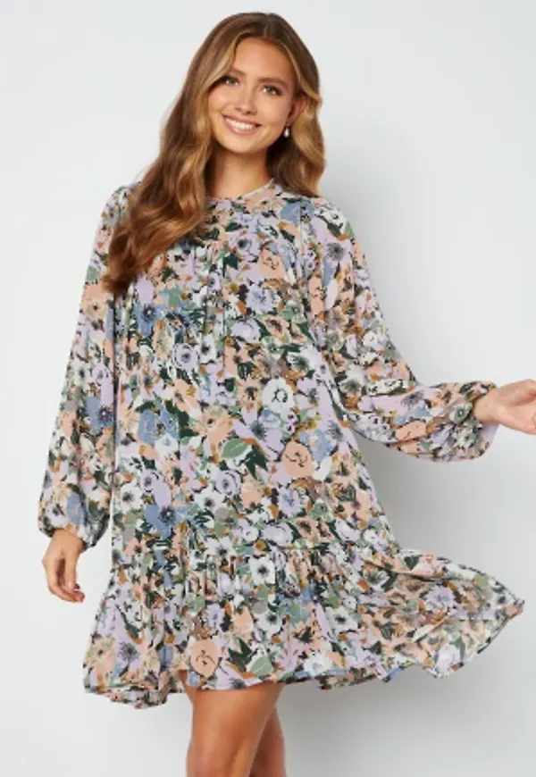 ONLY Star Frill Short Dress Black Flower Garden S