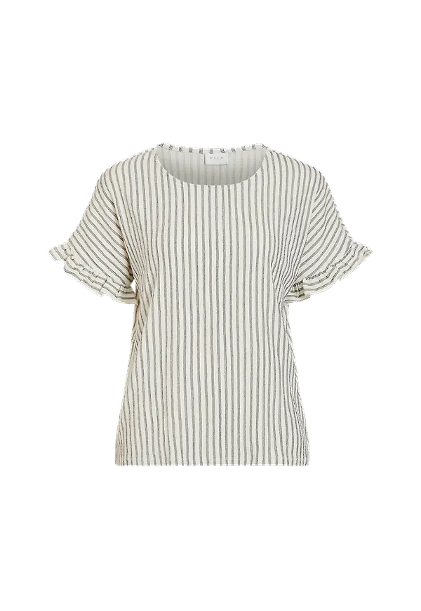 Vila - Topp viVanilla S/S O-neck Flounce Top - Vit