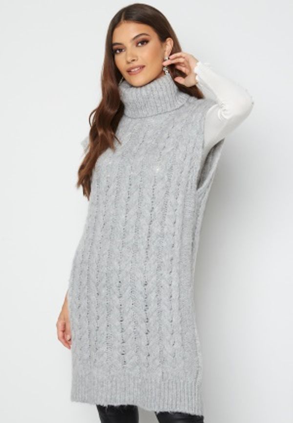 VERO MODA Ellie Cable Long Blouse Light Grey Melange XS
