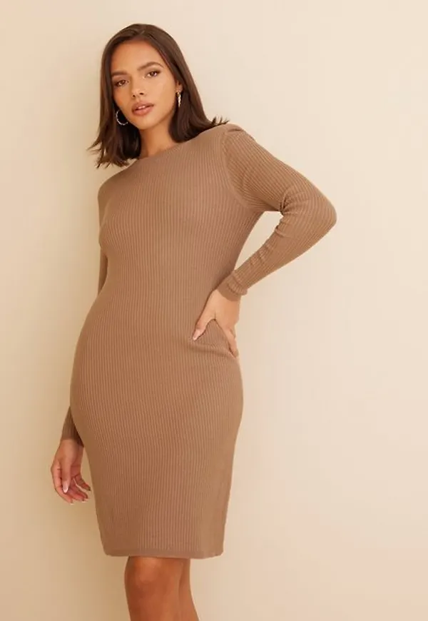 Vila Vihelli L/S O-Neck Knit Dress/Su/Tb Stickade klänningar Portabella