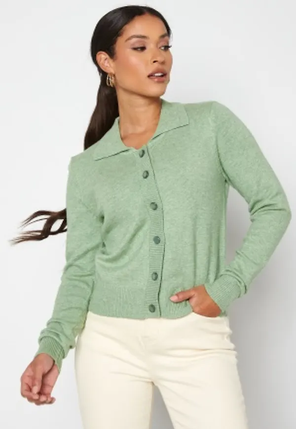 JDY Marco L/S Collar Cardigan Basil Detail:MELANGE L