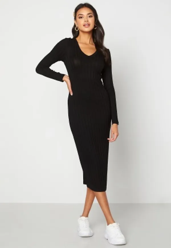 Happy Holly Estella rib mid dress Black 32/34