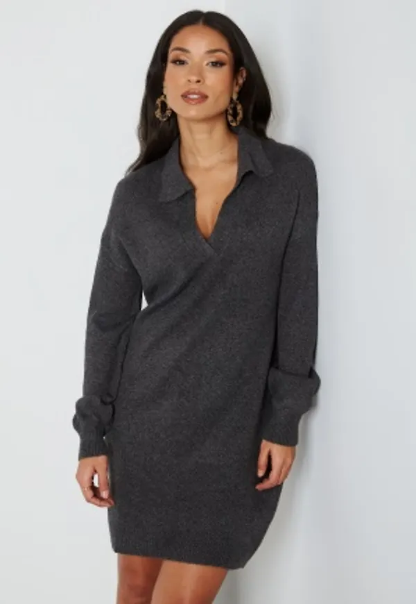 JDY Rue Vega L/S Dress Dark Grey Melange XL