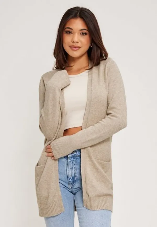 Vila Viril Open L/S Knit Cardigan - Noos Cardigans Natural