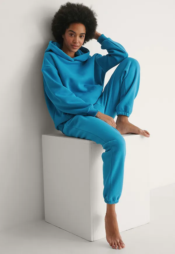 NA-KD Basic Ekologiska, avsmalnande sweatpants - Blue