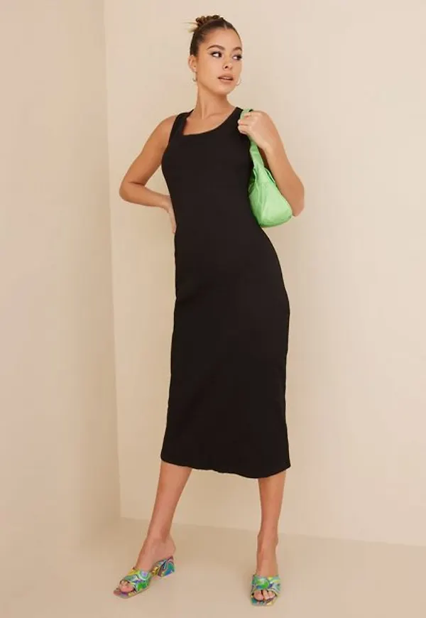 Vila Vibalu S/L Rib Dress Fodralklänningar Black