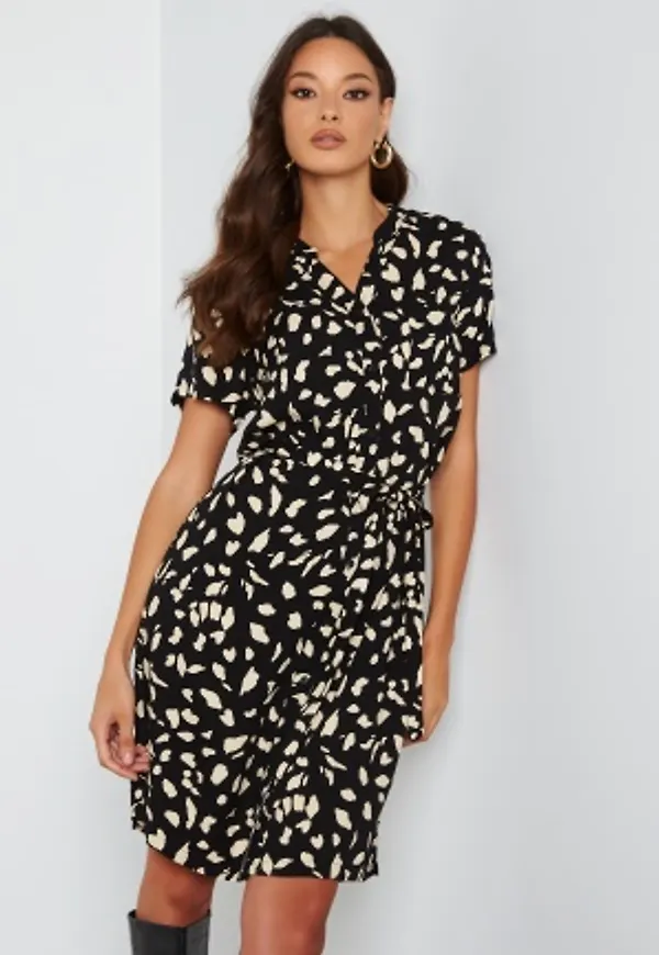 Object Collectors Item Birdy S/S Dress Black AOP Sandshell 42