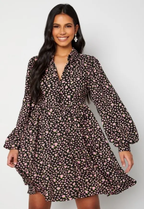SELECTED FEMME Judita LS Short Shirt Dress Black AOP:AOP 36